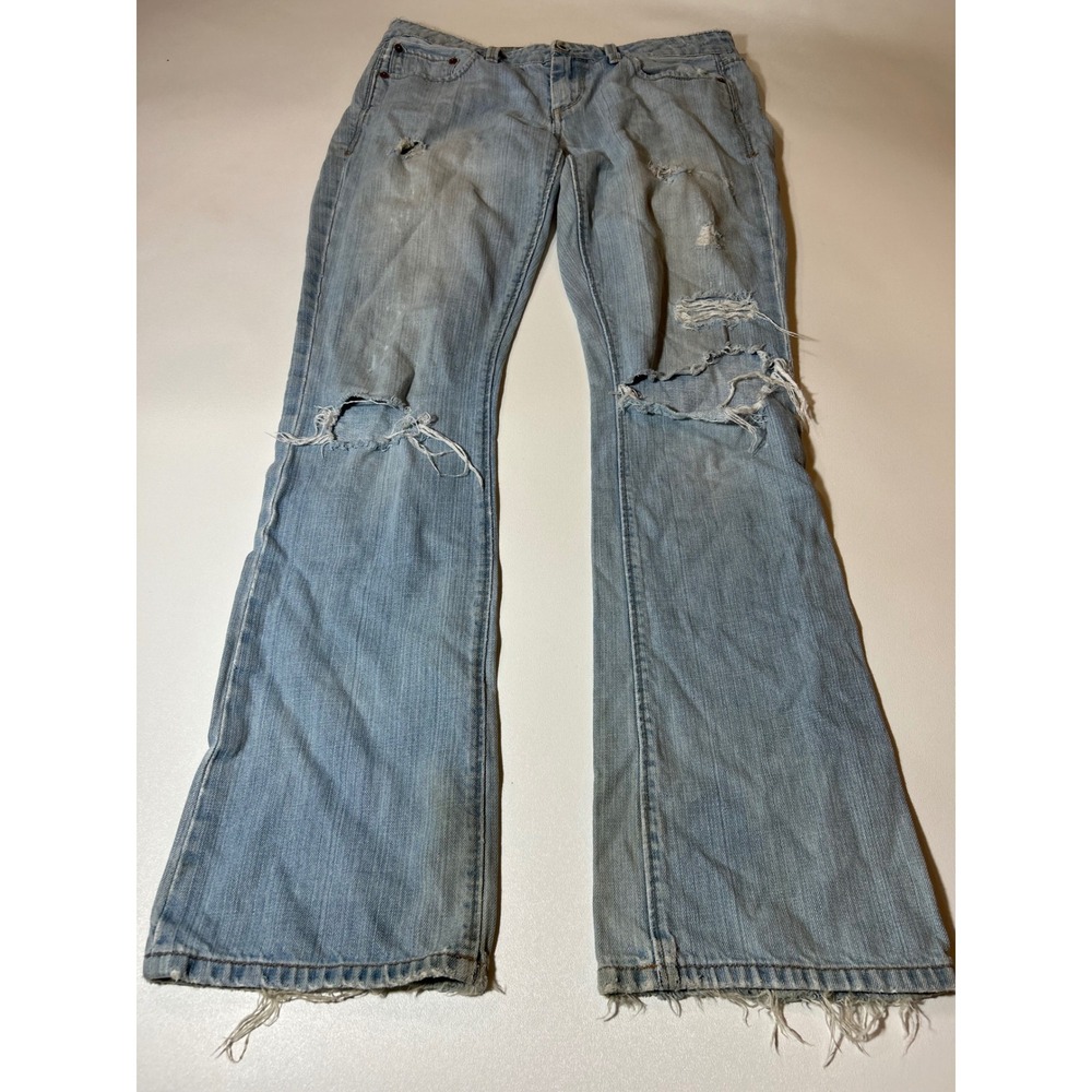 American Eagle Jeans Women's 6 Light Blue True Boot Distressed Denim
